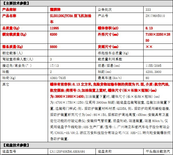 一汽青島解放J6F-6噸飛機加油車技術(shù)參數(shù) 一汽青島解放J6F-6噸飛機加油車技術(shù)參數(shù)